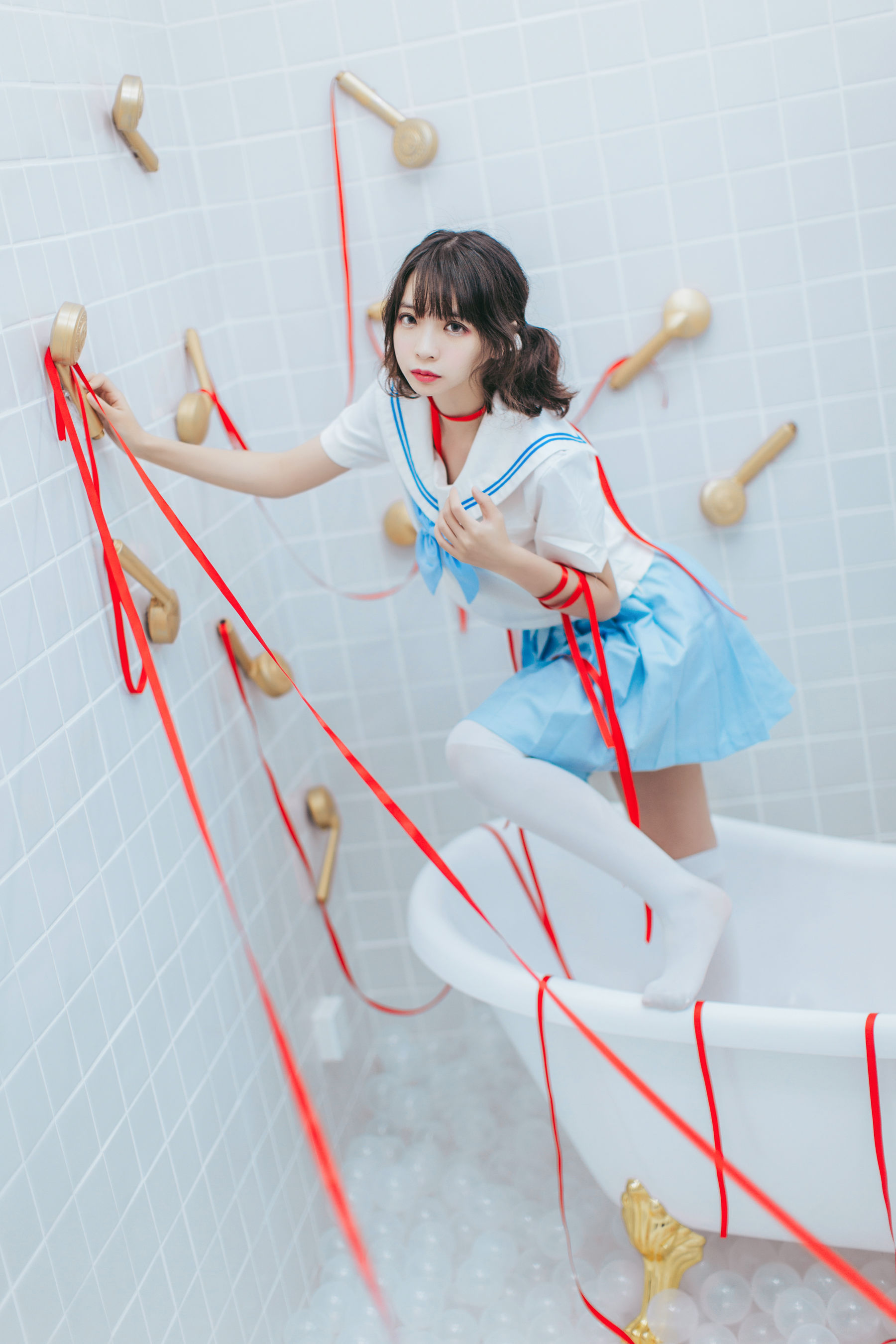 [Cosplay写真] 疯猫ss – 浴室JK [21P] 插图7