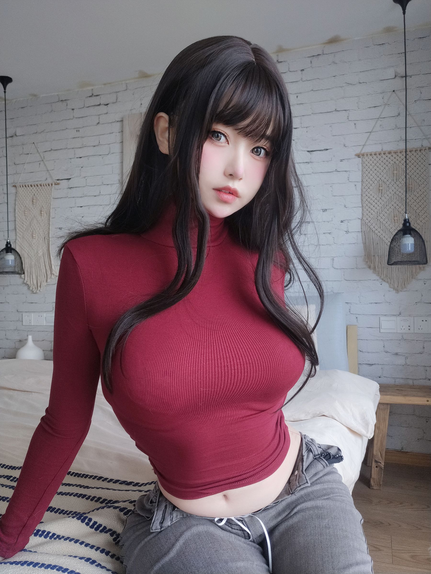 女主K – 红色毛衣的丰满妹妹 [103P] 插图8